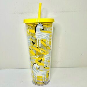 Starbucks Yellow Zebra Print 24oz Cold Cup Tumbler w/ Lid & Straw